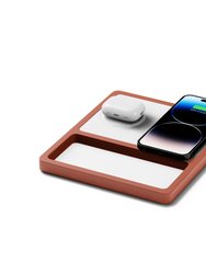 DUO TRAY White - 2-in-1 MagSafe Oak Wireless Charger with USB-C and A Ports Support - Oak