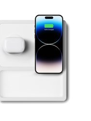 DUO Tray White - 2-in-1 MagSafe Rustic White Wireless Charger With USB-C And A Ports Support