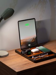 Quad Tray Saddle - 4-In-1 MagSafe Midnight Black Wireless Charger With iPad Stand Support