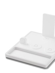Quad Tray White - 4-In-1 MagSafe Rustic White Wireless Charger With iPad Stand Support