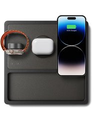 TRIO TRAY Black - 3-in-1 MagSafe Midnight Black Wireless Charger with Apple Watch Support