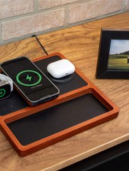 TRIO TRAY Black - 3-in-1 MagSafe Oak Wireless Charger with Apple Watch Support