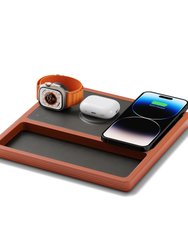 TRIO TRAY Black - 3-in-1 MagSafe Oak Wireless Charger with Apple Watch Support - Oak
