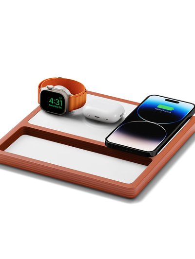 NYTSTND TRIO TRAY White - 3-in-1 MagSafe Oak Wireless Charger with Apple Watch Support product
