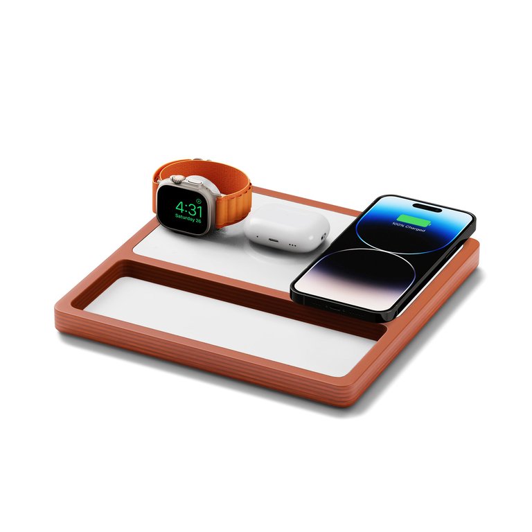 TRIO Black - 3-in-1 MagSafe Oak Wireless Charger with Apple Watch Supp