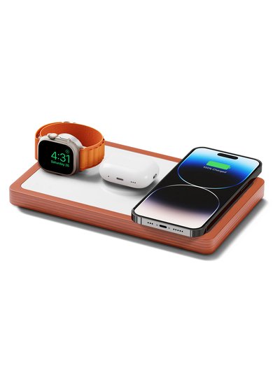 NYTSTND TRIO White - 3-in-1 MagSafe Oak Wireless Charger with Apple Watch Support product