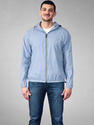 Full Zip Packable Rain Jacket and Windbreaker - Powder Blue