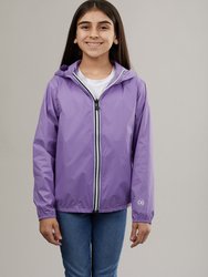 Kids Full Zip Packable Rain Jacket and Windbreaker