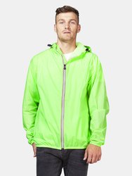 Max - Green Fluo Full Zip Packable Rain Jacket