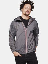 Max - Grey Full Zip Packable Rain Jacket - Grey
