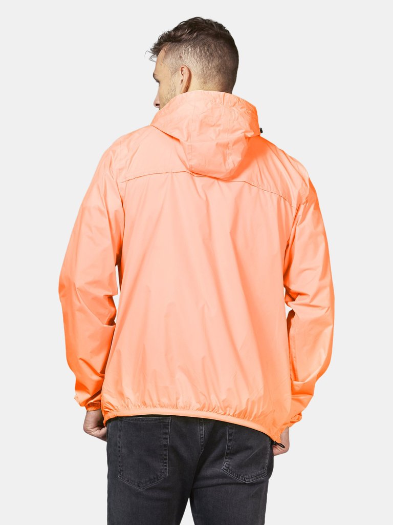 Max orange fluo full zip packable rain jacket