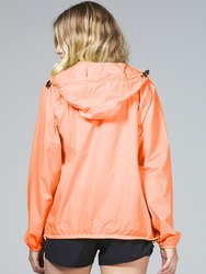 Max orange fluo full zip packable rain jacket