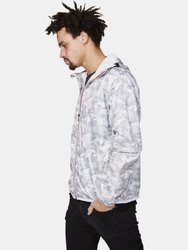 Max Print - White Camo Full Zip Packable Rain Jacket