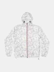 Max Print - White Camo Full Zip Packable Rain Jacket