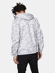 Max Print - White Camo Full Zip Packable Rain Jacket