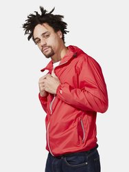 Max - Red Full Zip Packable Rain Jacket