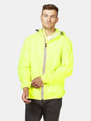 Max - Yellow Fluo Full Zip Packable Rain Jacket