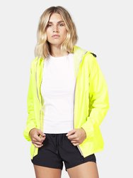 Max - Yellow Fluo Full Zip Packable Rain Jacket - Yellow