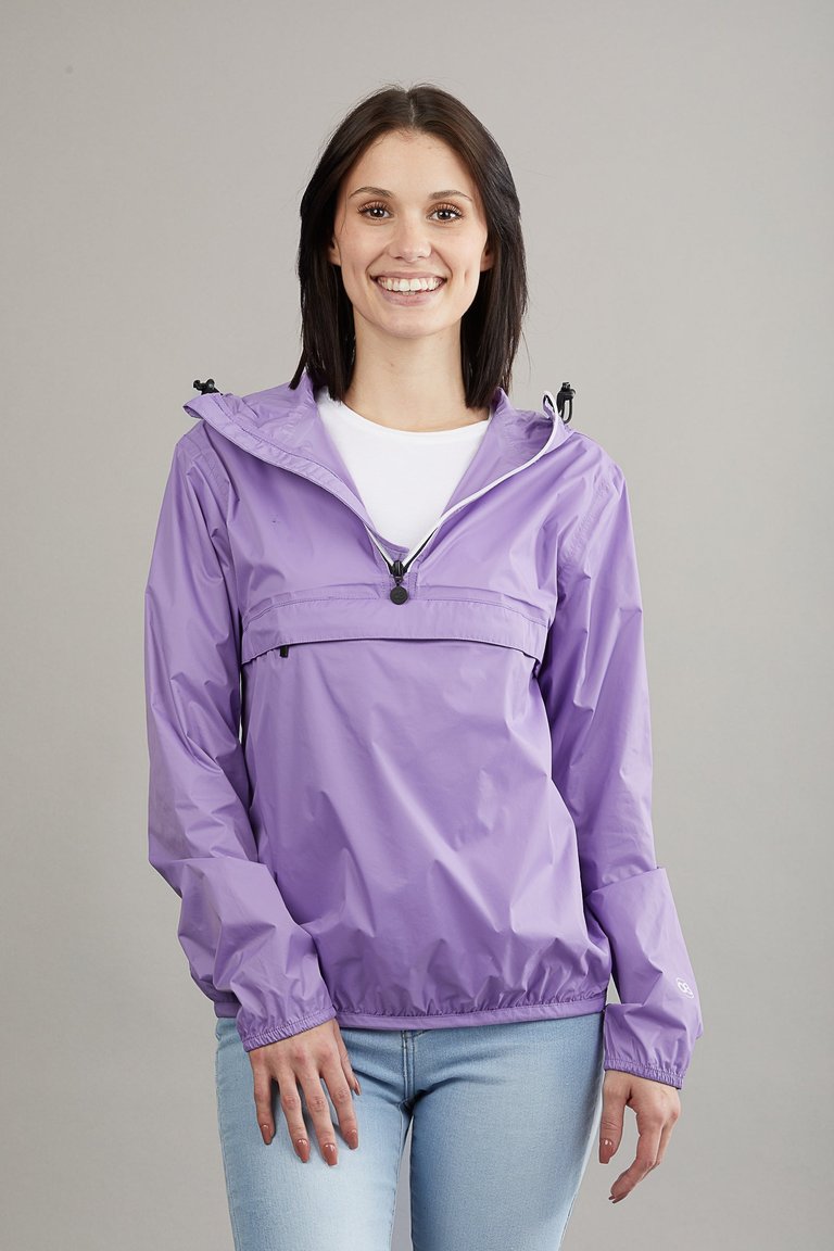 Quarter Zip Packable Rain Jacket and Windbreaker - Light Purple