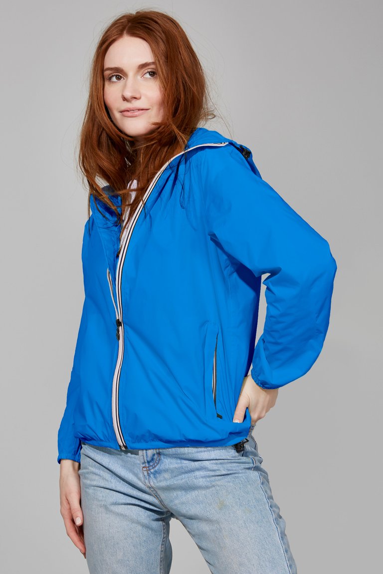 Royal Blue Full Zip Packable Rain Jacket And Windbreaker - Royal Blue