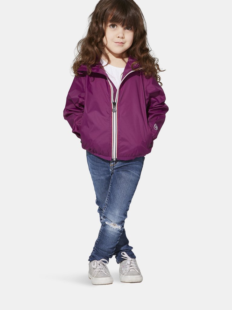 Sam - Kids Grape Full Zip Packable Rain Jacket - Grape