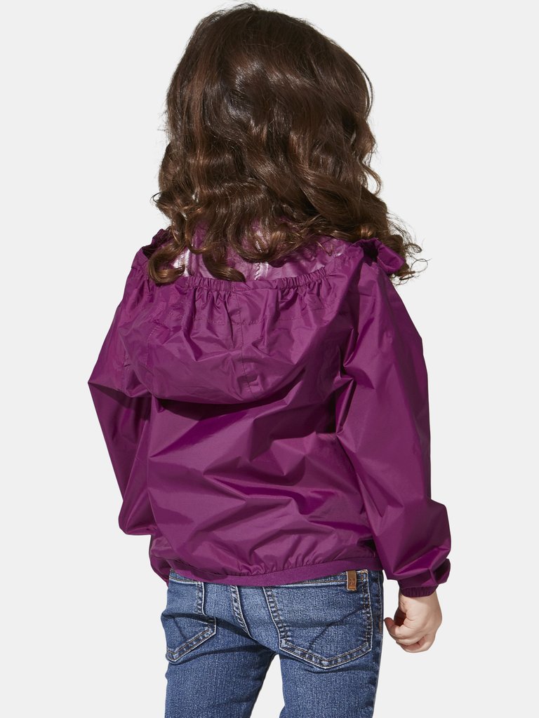 Sam - Kids Grape Full Zip Packable Rain Jacket