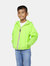 Sam - Kids Green Fluo Full Zip Packable Rain Jacket - Green Fluo