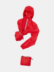 Sam - Kids Red Full Zip Packable Rain Jacket
