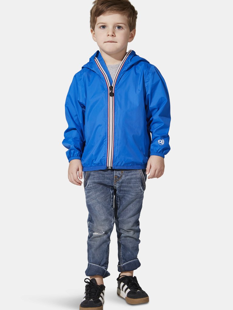 Sam - Kids Royal Blue Full Zip Packable Rain Jacket - Royal Blue