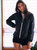 Sloane - Gloss Stars Black Full Zip Packable Rain Jacket