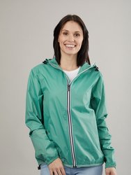 Sloane - Moss Green Full Zip Packable Rain Jacket - Moss Green