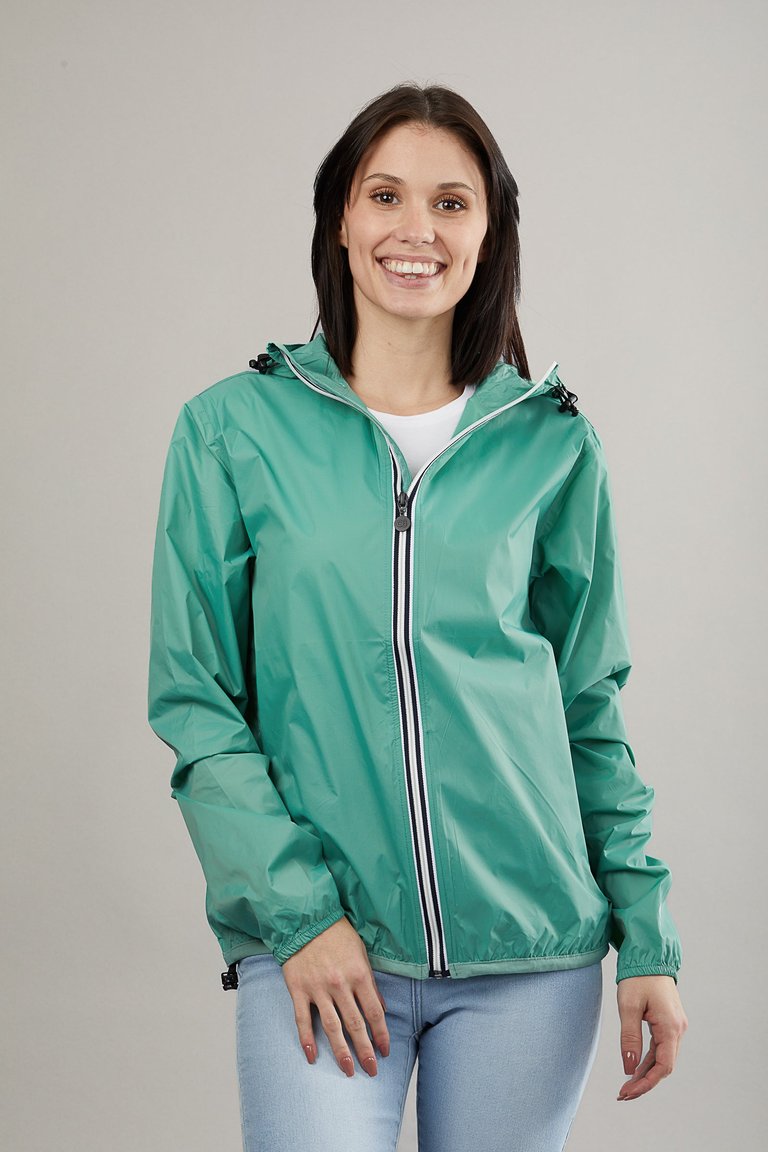 Sloane - Moss Green Full Zip Packable Rain Jacket - Moss Green