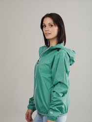 Sloane - Moss Green Full Zip Packable Rain Jacket