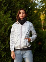 Sloane Print - White Camo Full Zip Packable Rain Jacket