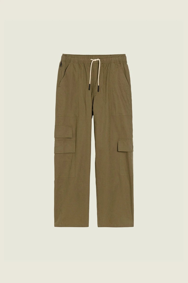 Army Cargo Linen Pants - Army