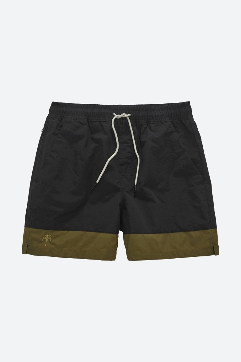 Army Stripe Swim Shorts - Black-Green