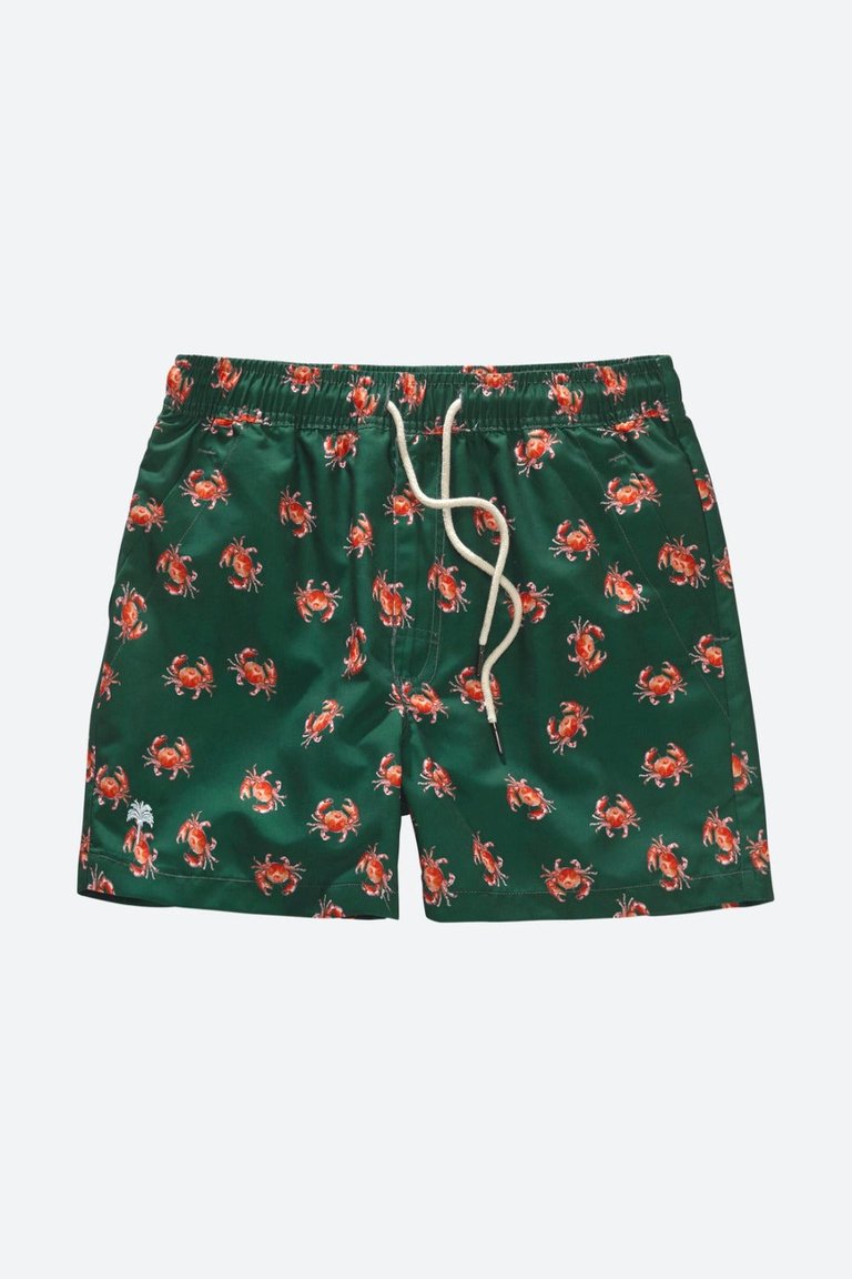 Embroidery Crab Swim Trunk - Green