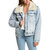 Oversized Reversible Sherpa Denim Trucker Jacket In Light Denim - Light Denim