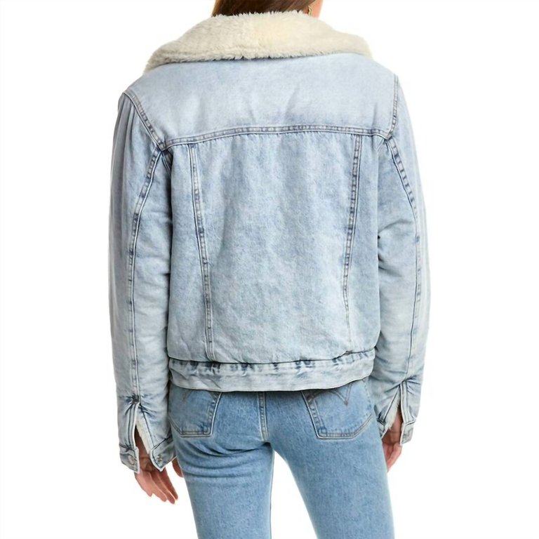 Oversized Reversible Sherpa Denim Trucker Jacket In Light Denim