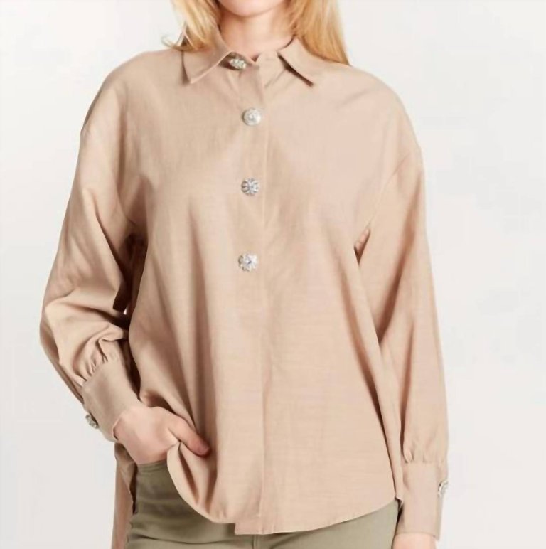 Rhinestone Button Blouse In Nubuck - Nubuck