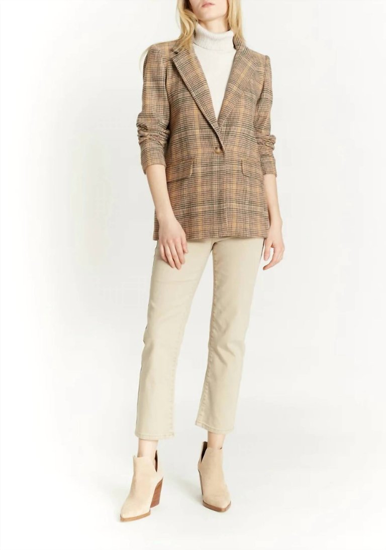 Slim Boyfriend Blazer In Brown/Beige Multi