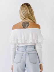 Lace Ruffle Off-The-Shoulder Top