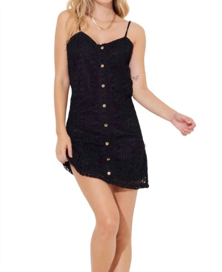 Crochet Mini Dress In Black - Black