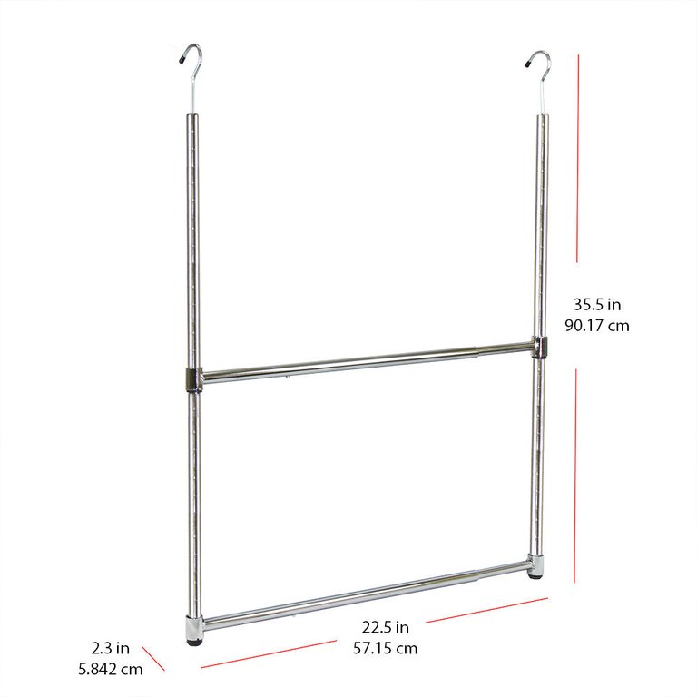 Oceanstar 2-Tier Portable Adjustable Closet Hanger Rod, Chrome ACR1538C