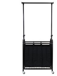 Oceanstar 3-Bag Rolling Laundry Sorter with Adjustable Hanging Bar, Bronze TLS1385