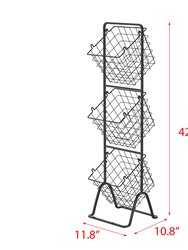 Oceanstar 3-Tier Metal Wire Storage Basket Stand with Removable Baskets