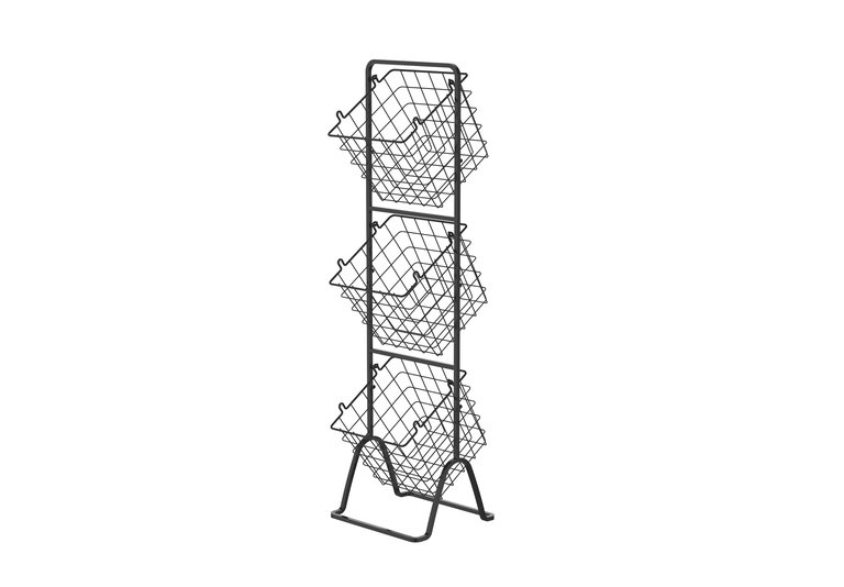 Oceanstar 3-Tier Metal Wire Storage Basket Stand with Removable Baskets - Black