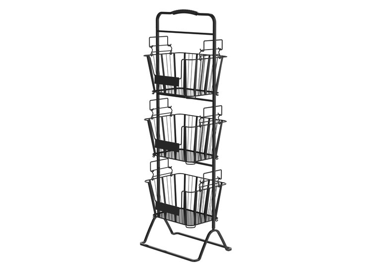 Oceanstar 3-Tier Metal Wire Storage Basket Stand with Removable Baskets - Black
