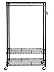 Oceanstar Adjustable Shelving Rack with Hooks, Black GRS1514