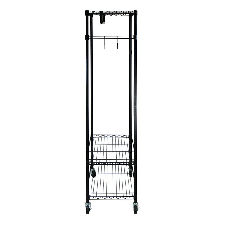 Oceanstar Adjustable Shelving Rack with Hooks, Black GRS1514